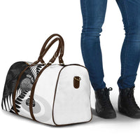 New Zealand Silver Fern Curling Personalised Travel Bag Aotearoa Kiwi Ponga Black White Version LT14 - Polynesian Pride