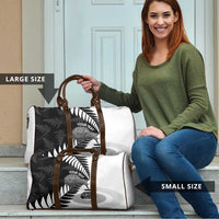 New Zealand Silver Fern Curling Personalised Travel Bag Aotearoa Kiwi Ponga Black White Version LT14 - Polynesian Pride