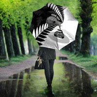 New Zealand Silver Fern Curling Personalised Umbrella Aotearoa Kiwi Ponga Black White Version LT14 - Polynesian Pride