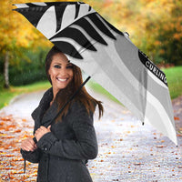 New Zealand Silver Fern Curling Personalised Umbrella Aotearoa Kiwi Ponga Black White Version LT14 - Polynesian Pride