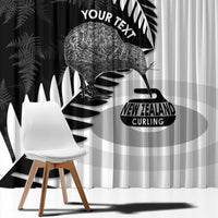 New Zealand Silver Fern Curling Personalised Window Curtain Aotearoa Kiwi Ponga Black White Version LT14 - Polynesian Pride