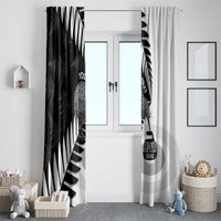 New Zealand Silver Fern Curling Personalised Window Curtain Aotearoa Kiwi Ponga Black White Version LT14 - Polynesian Pride