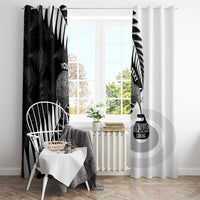 New Zealand Silver Fern Curling Personalised Window Curtain Aotearoa Kiwi Ponga Black White Version LT14 - Polynesian Pride