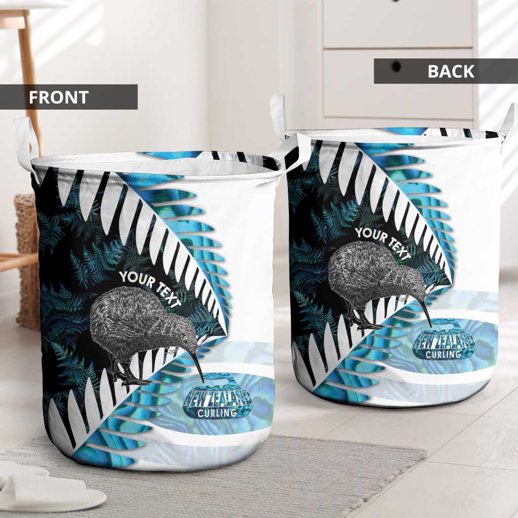 New Zealand Silver Fern Curling Personalised Laundry Basket Aotearoa Kiwi Ponga Paua Shell Version LT14 - Polynesian Pride