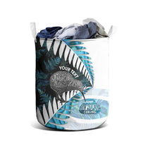 New Zealand Silver Fern Curling Personalised Laundry Basket Aotearoa Kiwi Ponga Paua Shell Version LT14 - Polynesian Pride