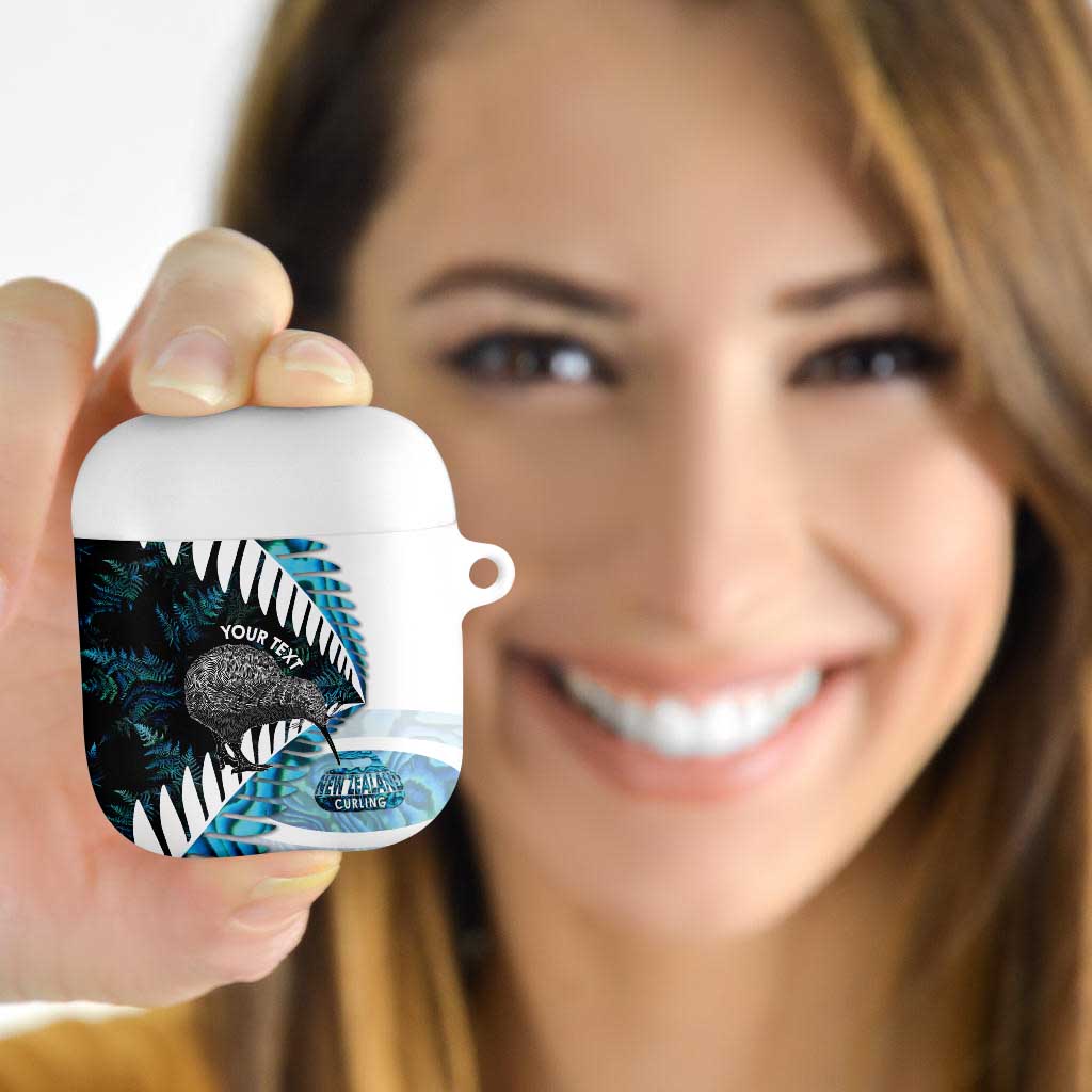 New Zealand Silver Fern Curling Personalised AirPods Case Aotearoa Kiwi Ponga Paua Shell Version LT14 - Polynesian Pride