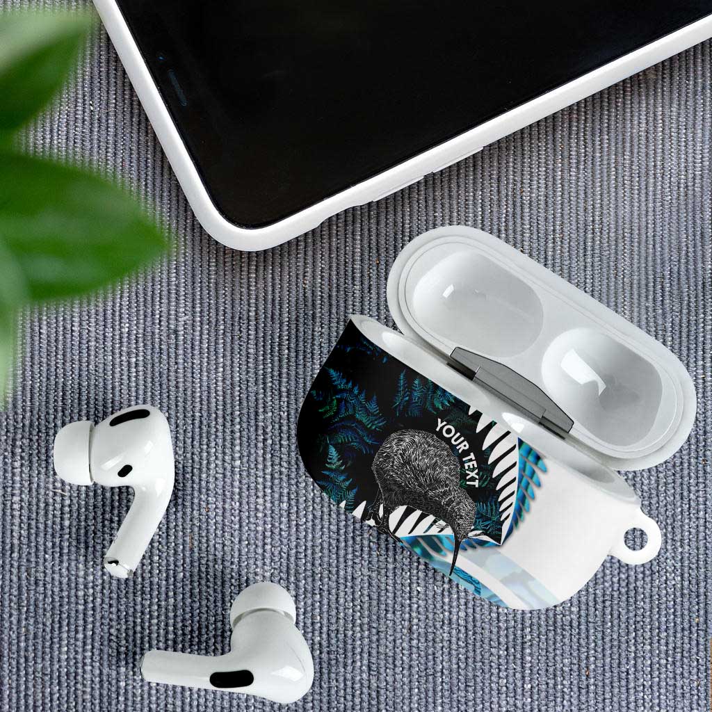 New Zealand Silver Fern Curling Personalised AirPods Case Aotearoa Kiwi Ponga Paua Shell Version LT14 - Polynesian Pride