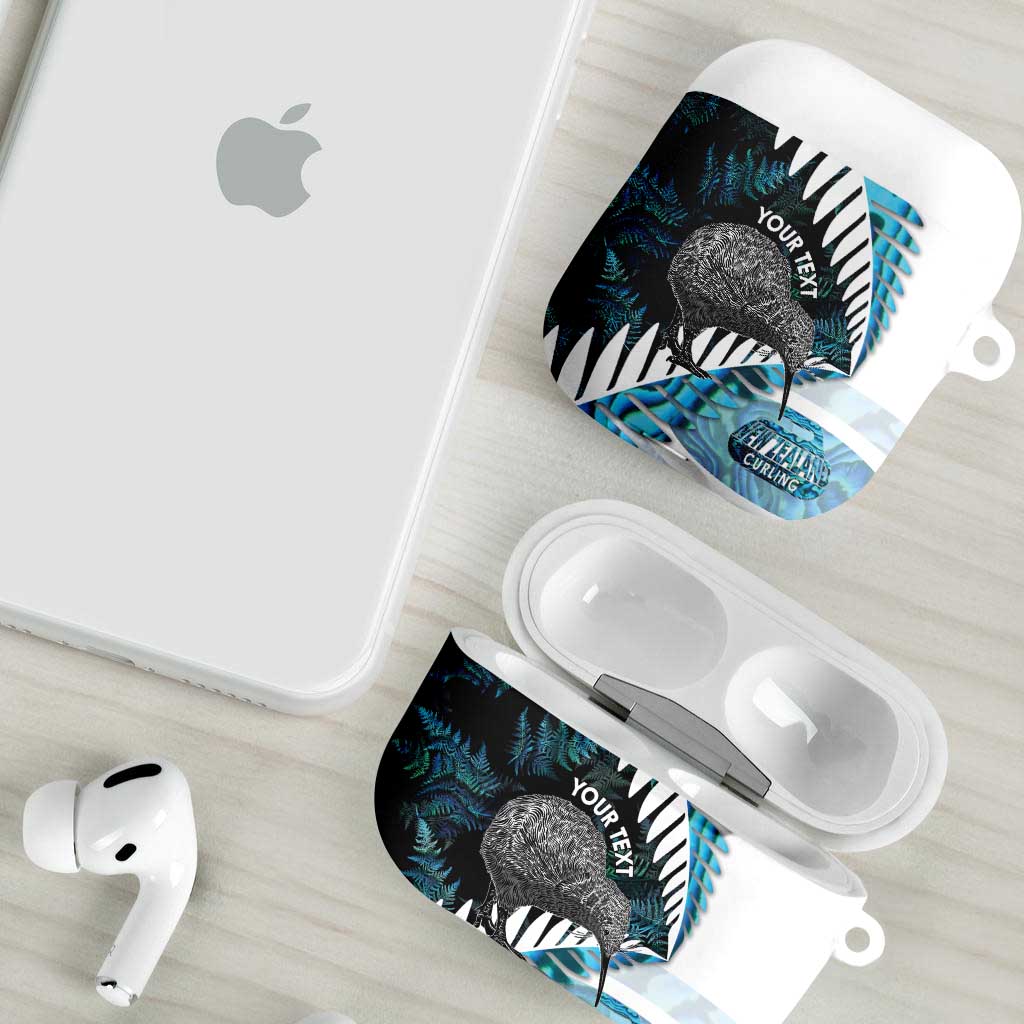 New Zealand Silver Fern Curling Personalised AirPods Case Aotearoa Kiwi Ponga Paua Shell Version LT14 - Polynesian Pride