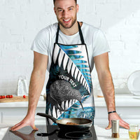 New Zealand Silver Fern Curling Personalised Apron Aotearoa Kiwi Ponga Paua Shell Version LT14 - Polynesian Pride
