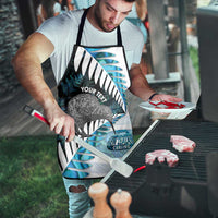 New Zealand Silver Fern Curling Personalised Apron Aotearoa Kiwi Ponga Paua Shell Version LT14 - Polynesian Pride