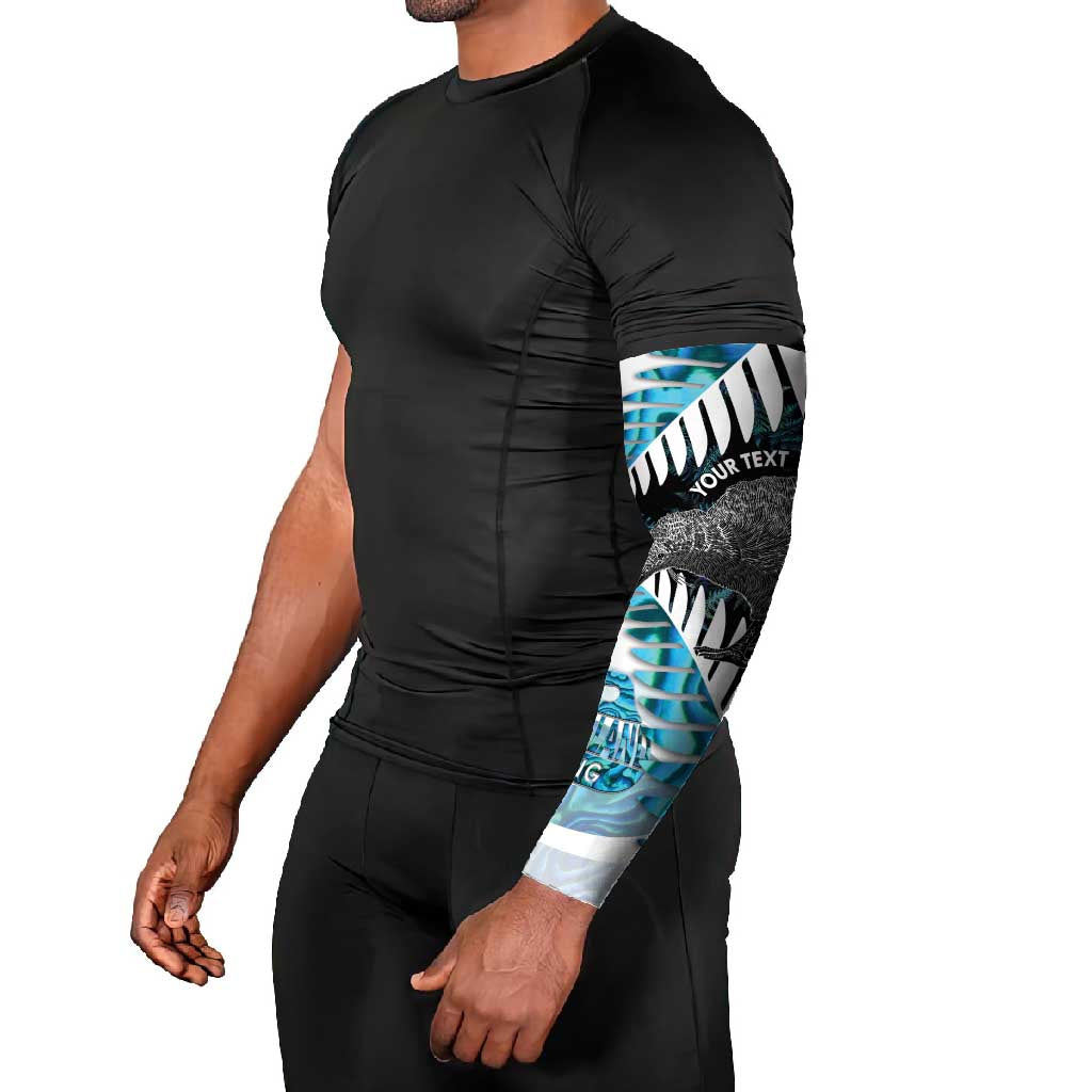 New Zealand Silver Fern Curling Personalised Arm Sleeves Aotearoa Kiwi Ponga Paua Shell Version LT14 - Polynesian Pride