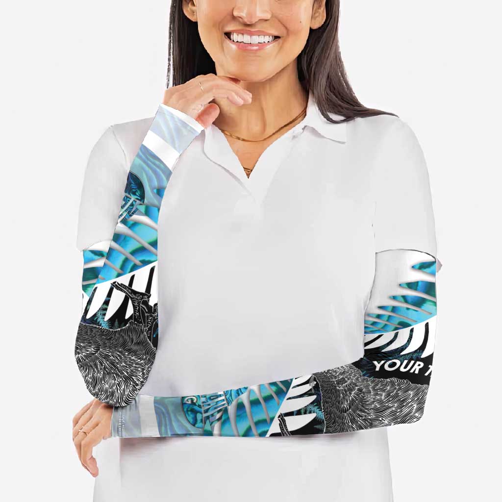 New Zealand Silver Fern Curling Personalised Arm Sleeves Aotearoa Kiwi Ponga Paua Shell Version LT14 - Polynesian Pride