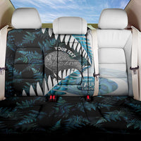 New Zealand Silver Fern Curling Personalised Back Car Seat Cover Aotearoa Kiwi Ponga Paua Shell Version LT14 One Size Black - Polynesian Pride