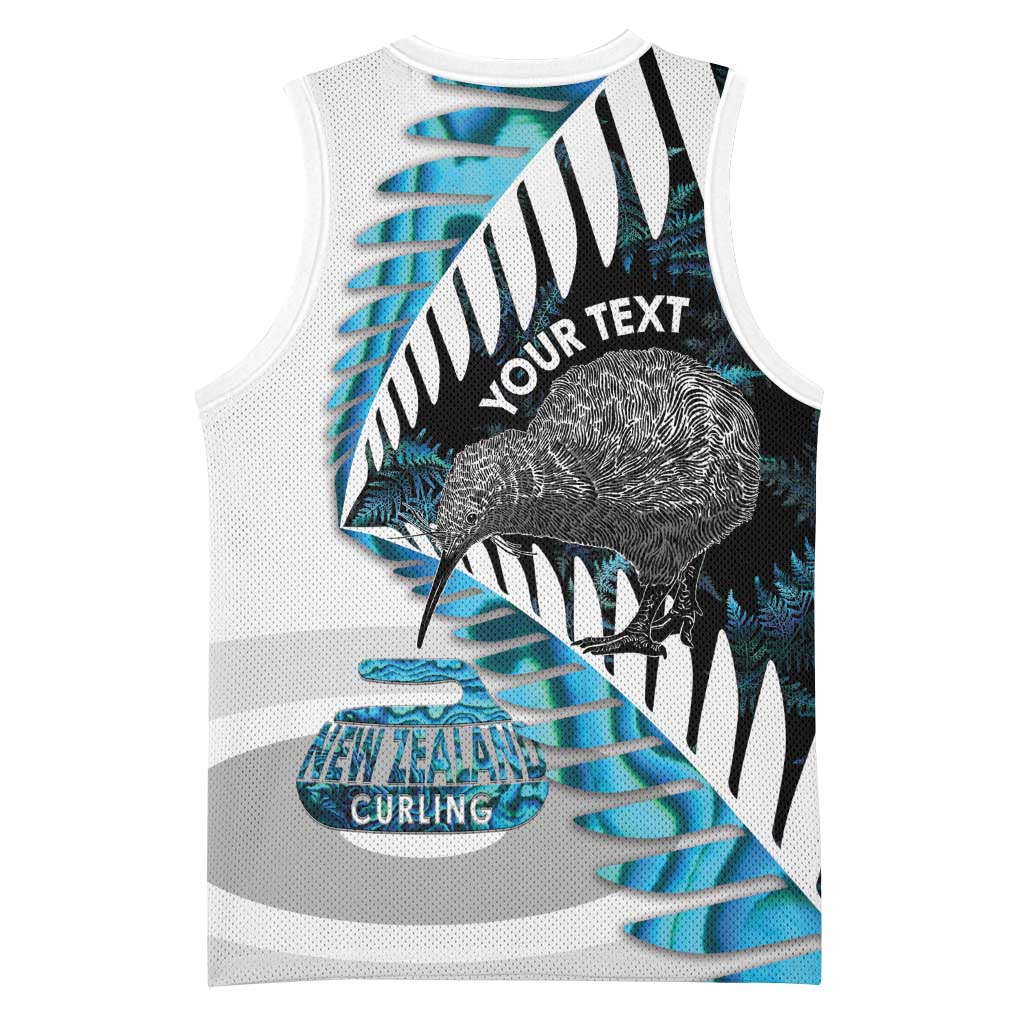 New Zealand Silver Fern Curling Personalised Basketball Jersey Aotearoa Kiwi Ponga Paua Shell Version LT14 - Polynesian Pride