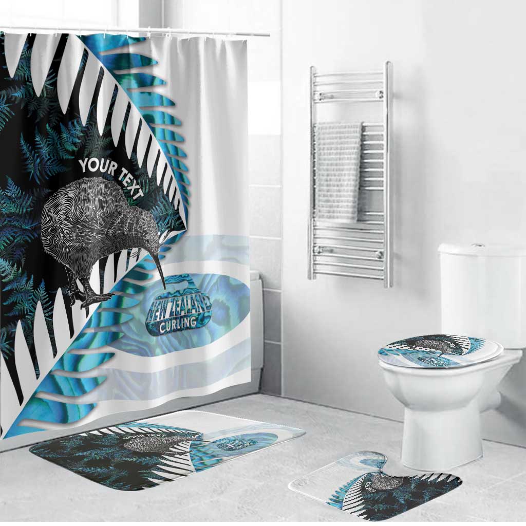 New Zealand Silver Fern Curling Personalised Bathroom Set Aotearoa Kiwi Ponga Paua Shell Version - Polynesian Pride
