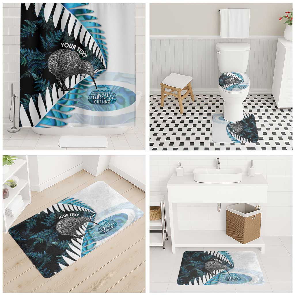 New Zealand Silver Fern Curling Personalised Bathroom Set Aotearoa Kiwi Ponga Paua Shell Version - Polynesian Pride