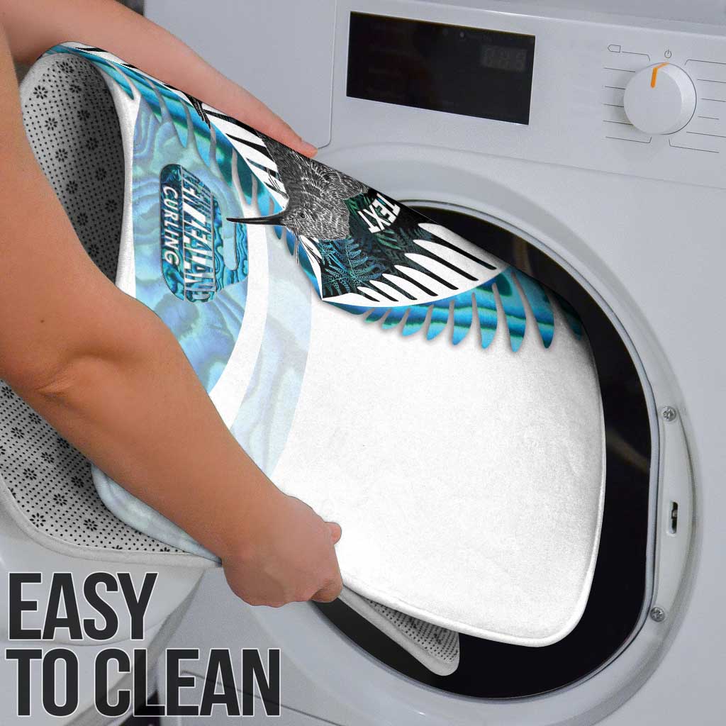 New Zealand Silver Fern Curling Personalised Bathroom Set Aotearoa Kiwi Ponga Paua Shell Version - Polynesian Pride