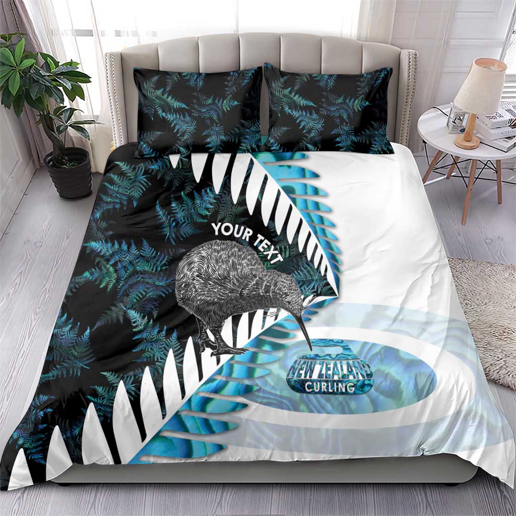New Zealand Silver Fern Curling Personalised Bedding Set Aotearoa Kiwi Ponga Paua Shell Version LT14 - Polynesian Pride