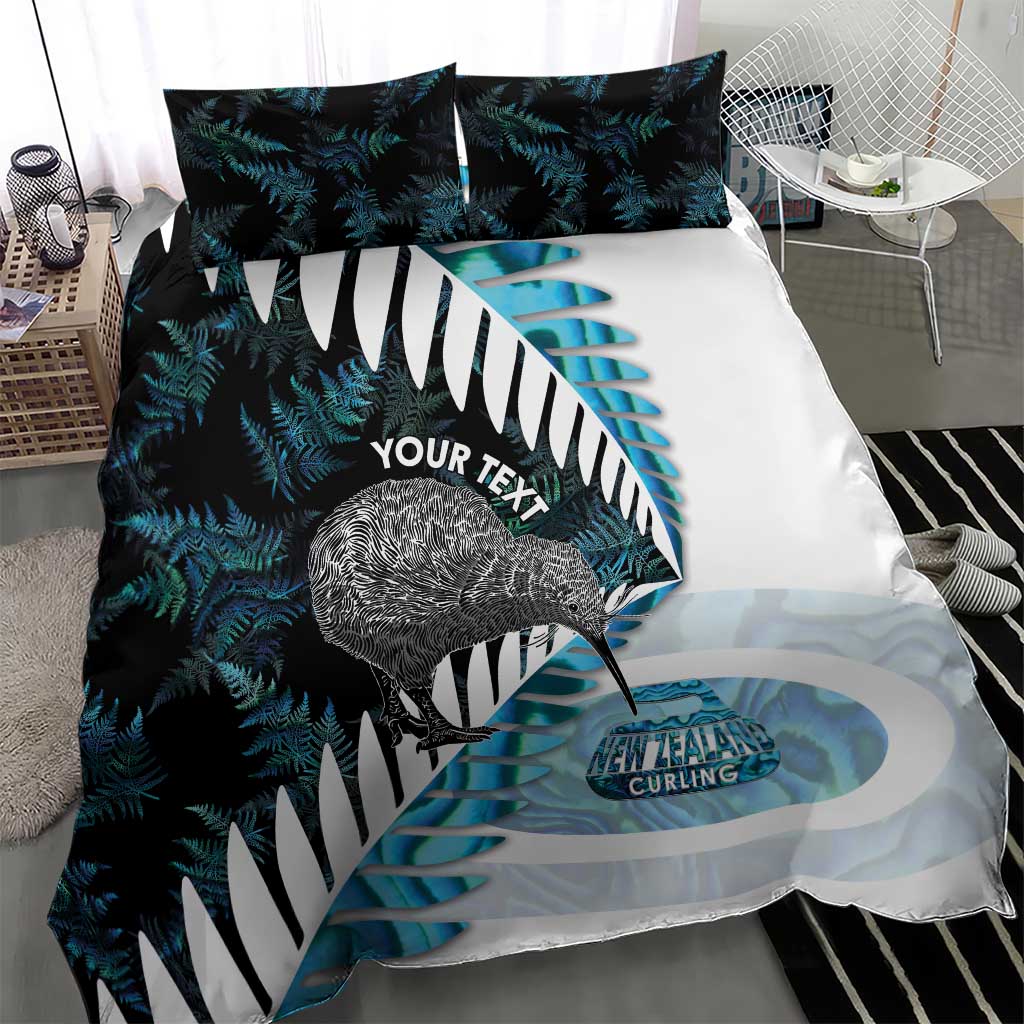 New Zealand Silver Fern Curling Personalised Bedding Set Aotearoa Kiwi Ponga Paua Shell Version LT14 - Polynesian Pride
