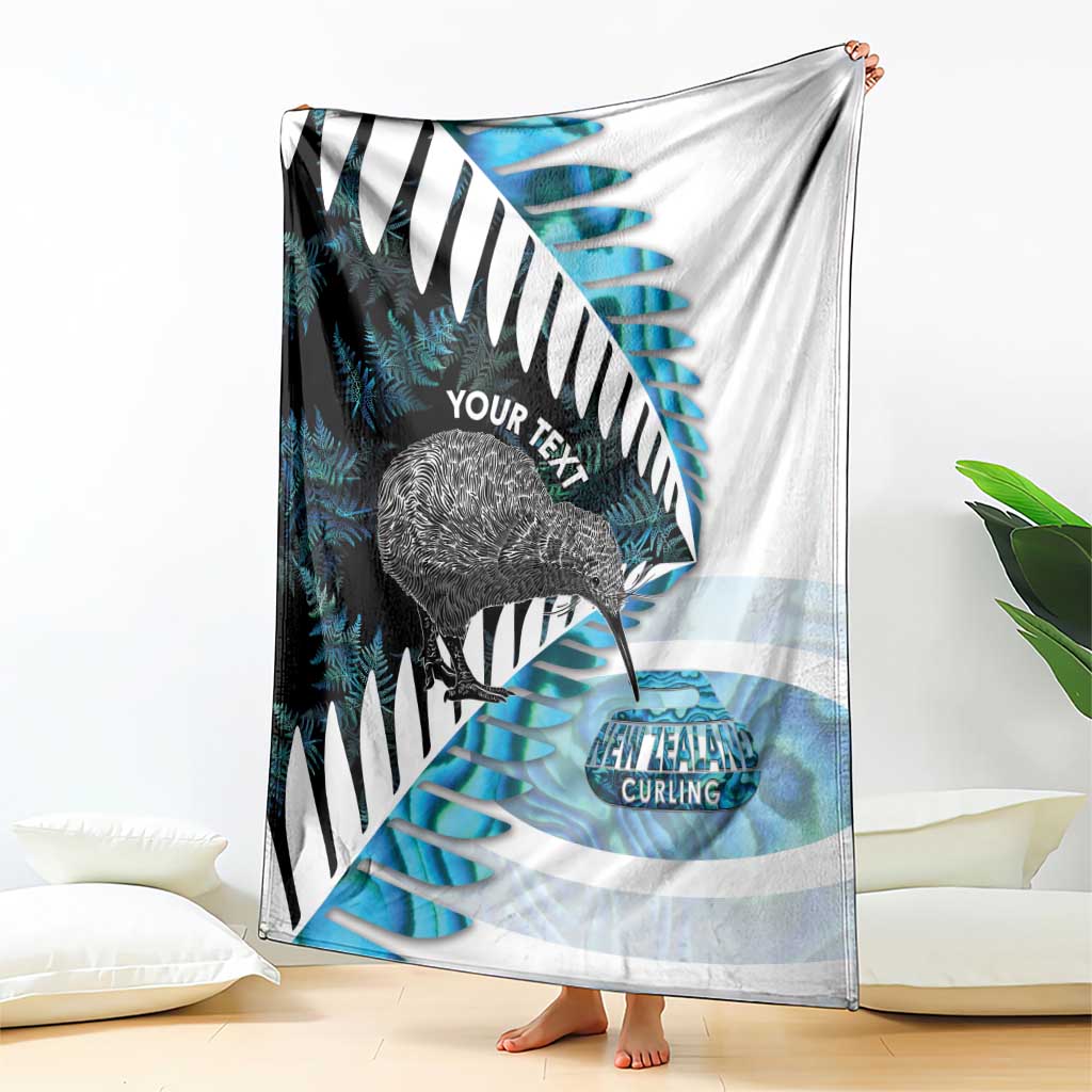 New Zealand Silver Fern Curling Personalised Blanket Aotearoa Kiwi Ponga Paua Shell Version LT14 - Polynesian Pride