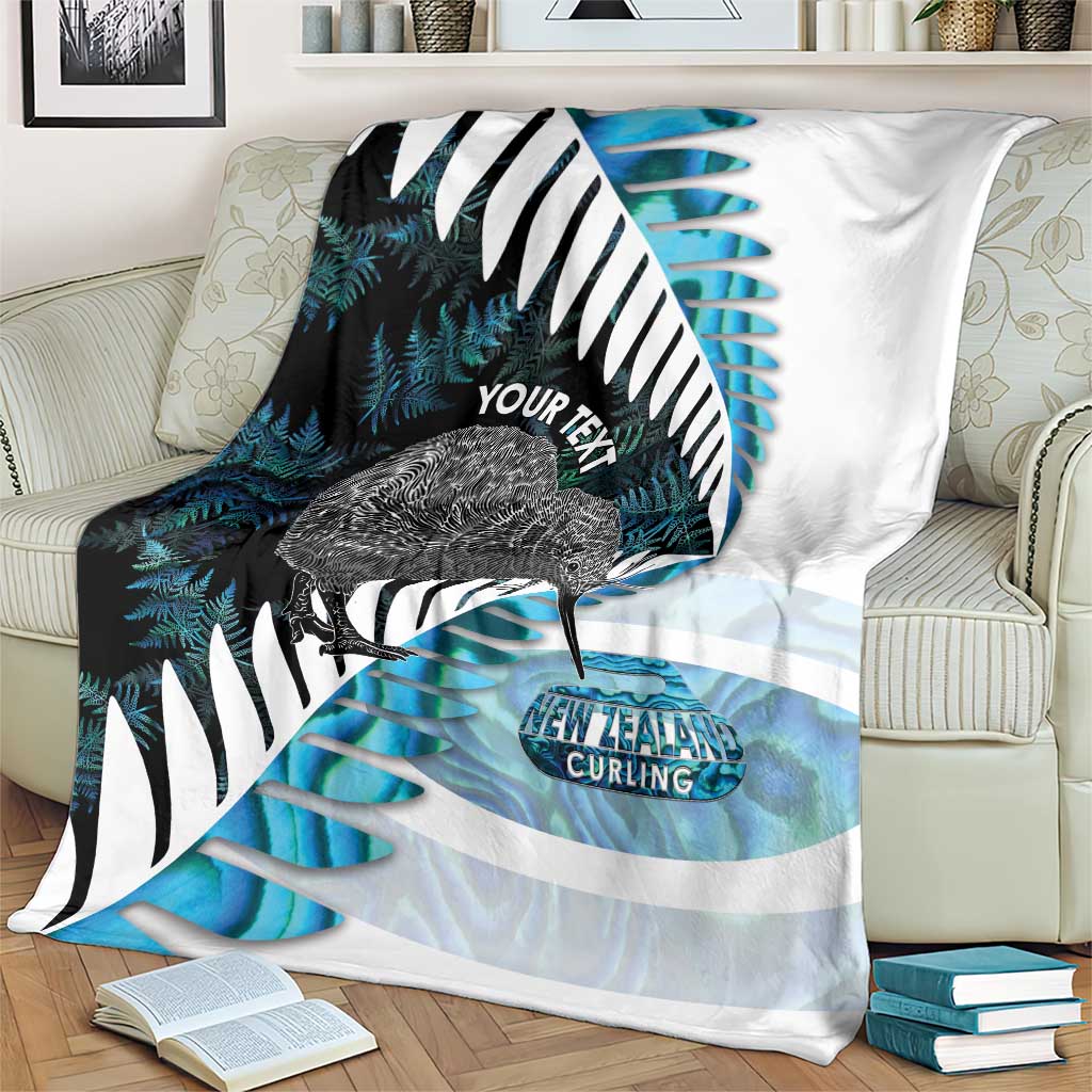 New Zealand Silver Fern Curling Personalised Blanket Aotearoa Kiwi Ponga Paua Shell Version LT14 - Polynesian Pride