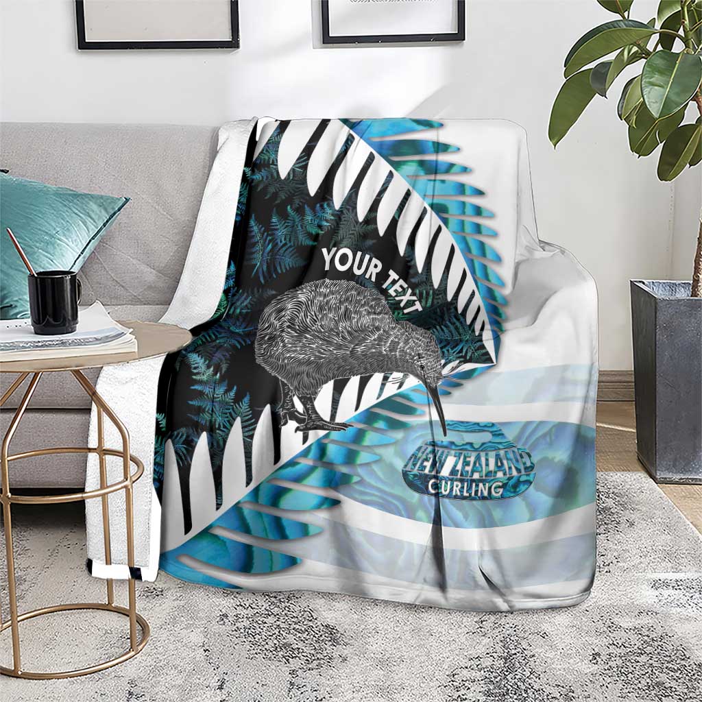 New Zealand Silver Fern Curling Personalised Blanket Aotearoa Kiwi Ponga Paua Shell Version LT14 - Polynesian Pride