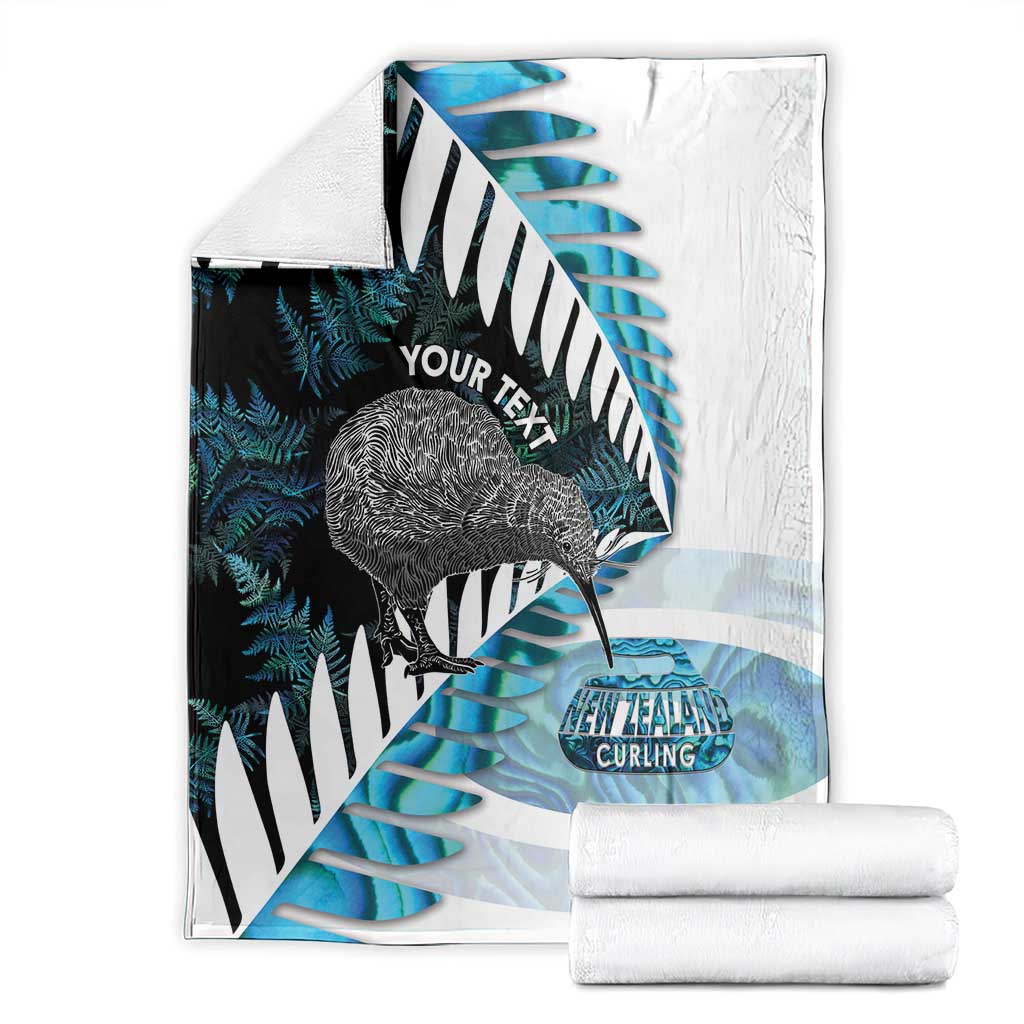 New Zealand Silver Fern Curling Personalised Blanket Aotearoa Kiwi Ponga Paua Shell Version LT14 - Polynesian Pride