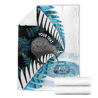 New Zealand Silver Fern Curling Personalised Blanket Aotearoa Kiwi Ponga Paua Shell Version LT14 - Polynesian Pride