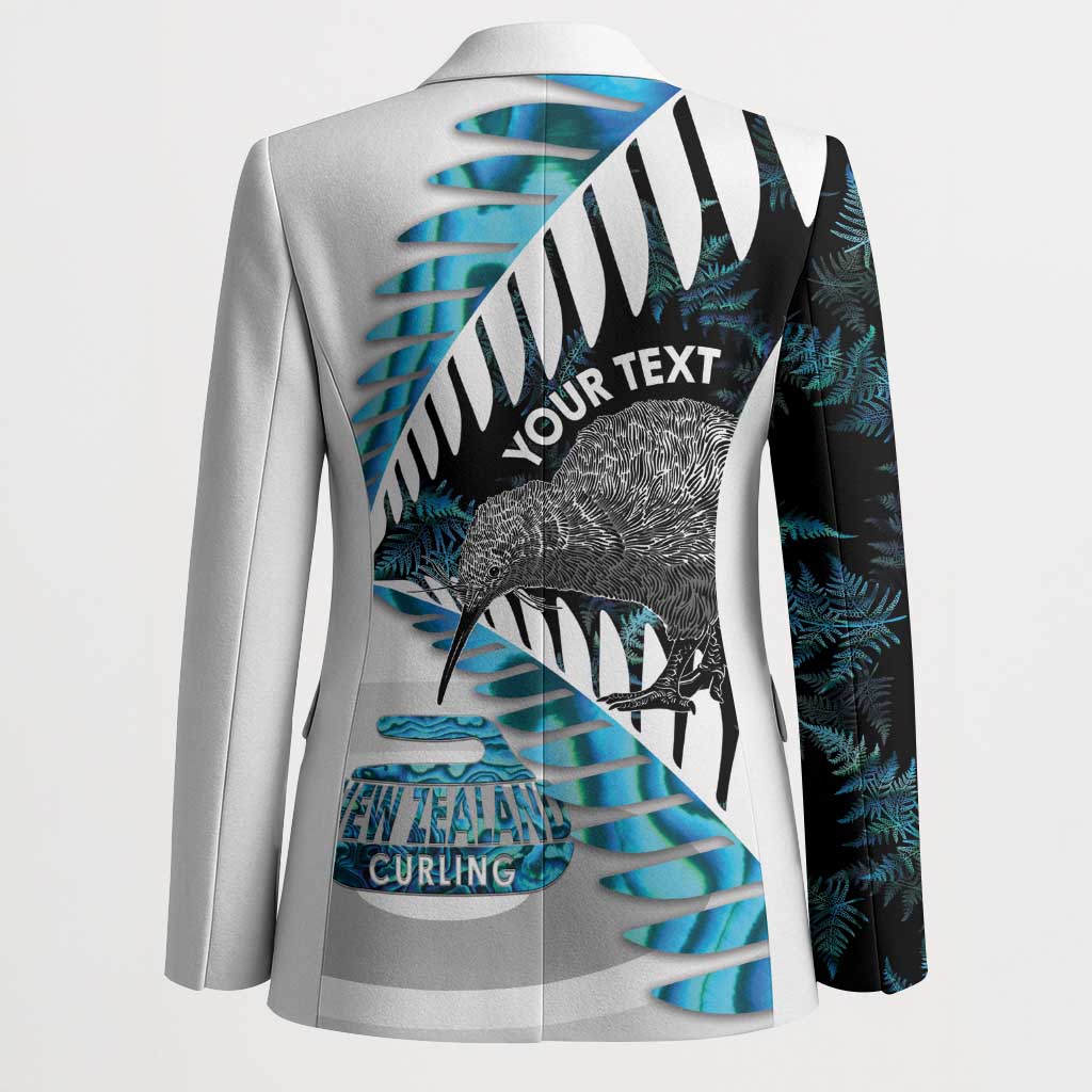 New Zealand Silver Fern Curling Personalised Blazer Aotearoa Kiwi Ponga Paua Shell Version - Polynesian Pride