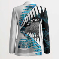New Zealand Silver Fern Curling Personalised Blazer Aotearoa Kiwi Ponga Paua Shell Version - Polynesian Pride