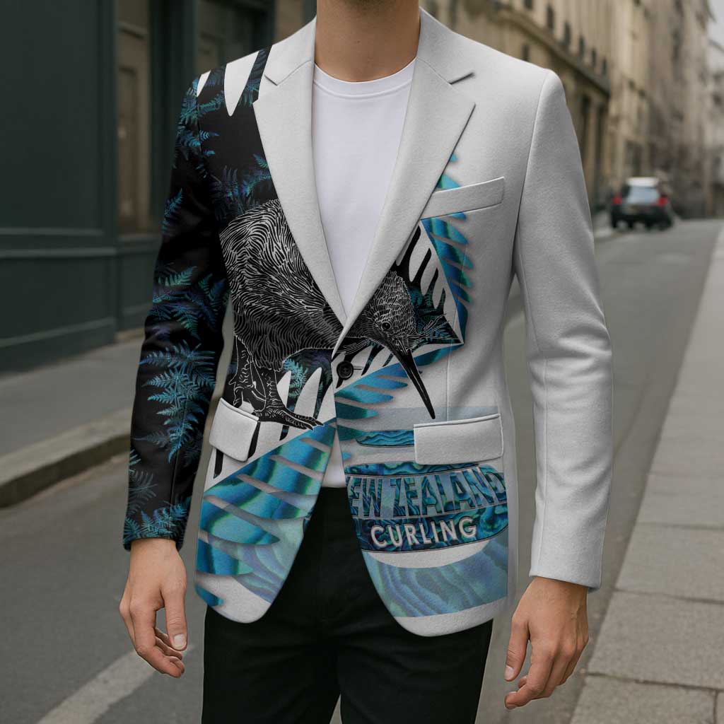 New Zealand Silver Fern Curling Personalised Blazer Aotearoa Kiwi Ponga Paua Shell Version - Polynesian Pride