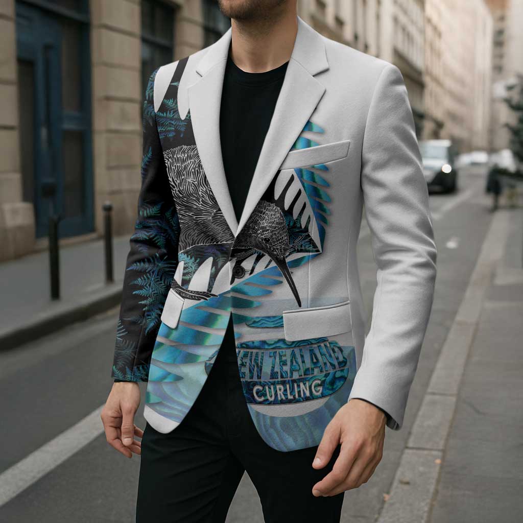 New Zealand Silver Fern Curling Personalised Blazer Aotearoa Kiwi Ponga Paua Shell Version - Polynesian Pride