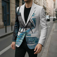 New Zealand Silver Fern Curling Personalised Blazer Aotearoa Kiwi Ponga Paua Shell Version - Polynesian Pride