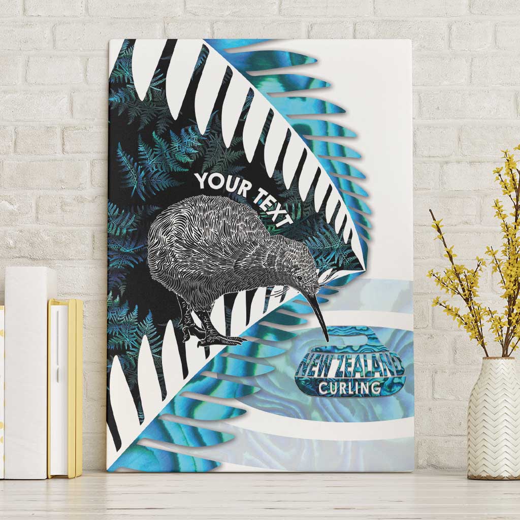 New Zealand Silver Fern Curling Personalised Canvas Wall Art Aotearoa Kiwi Ponga Paua Shell Version - Polynesian Pride