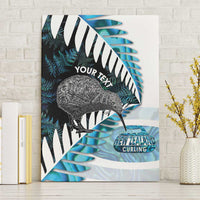 New Zealand Silver Fern Curling Personalised Canvas Wall Art Aotearoa Kiwi Ponga Paua Shell Version - Polynesian Pride