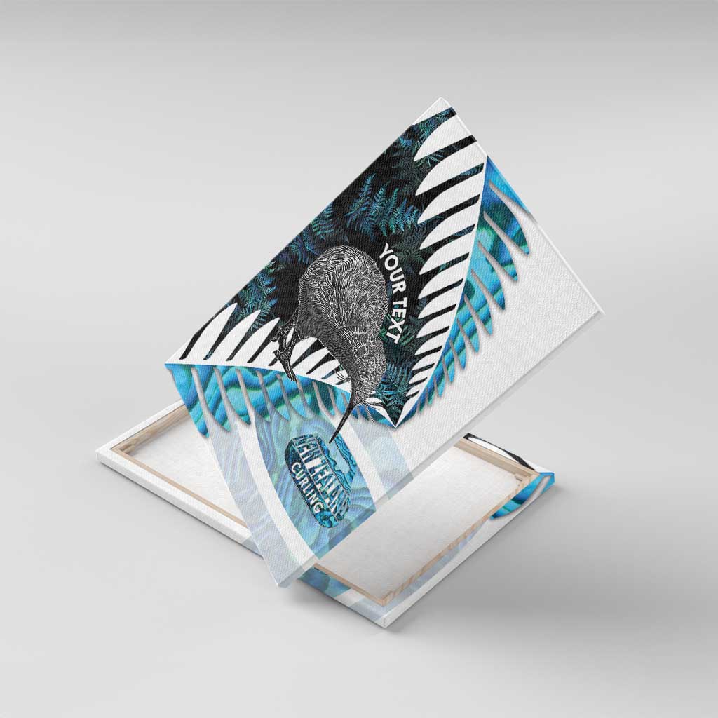 New Zealand Silver Fern Curling Personalised Canvas Wall Art Aotearoa Kiwi Ponga Paua Shell Version - Polynesian Pride