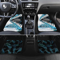 New Zealand Silver Fern Curling Personalised Car Mats Aotearoa Kiwi Ponga Paua Shell Version LT14 Set 4pcs Black - Polynesian Pride