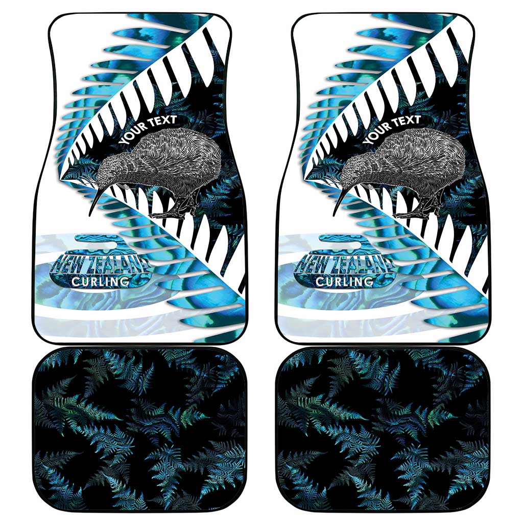 New Zealand Silver Fern Curling Personalised Car Mats Aotearoa Kiwi Ponga Paua Shell Version LT14 - Polynesian Pride