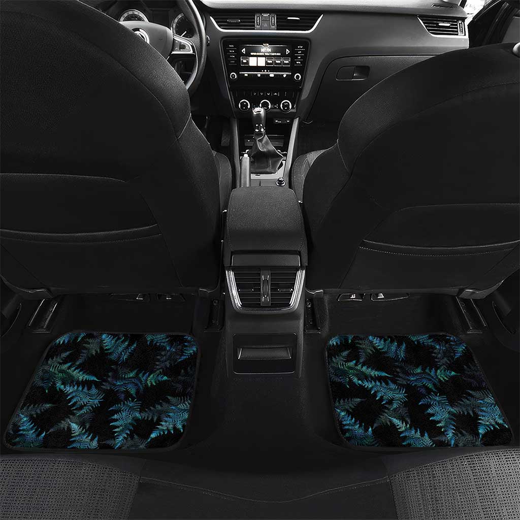 New Zealand Silver Fern Curling Personalised Car Mats Aotearoa Kiwi Ponga Paua Shell Version LT14 Set 2pcs - Back Black - Polynesian Pride