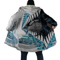 New Zealand Silver Fern Curling Personalised Cloak Aotearoa Kiwi Ponga Paua Shell Version LT14 - Polynesian Pride
