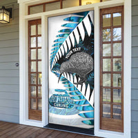 New Zealand Silver Fern Curling Personalised Door Cover Aotearoa Kiwi Ponga Paua Shell Version LT14 - Polynesian Pride