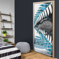 New Zealand Silver Fern Curling Personalised Door Cover Aotearoa Kiwi Ponga Paua Shell Version LT14 - Polynesian Pride