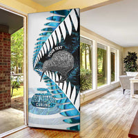 New Zealand Silver Fern Curling Personalised Door Cover Aotearoa Kiwi Ponga Paua Shell Version LT14 - Polynesian Pride