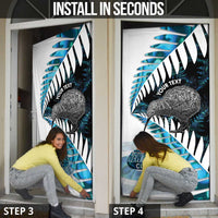 New Zealand Silver Fern Curling Personalised Door Cover Aotearoa Kiwi Ponga Paua Shell Version LT14 - Polynesian Pride
