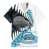 New Zealand Silver Fern Curling Personalised Family Matching Off Shoulder Maxi Dress and Hawaiian Shirt Aotearoa Kiwi Ponga Paua Shell Version - Polynesian Pride