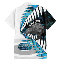 New Zealand Silver Fern Curling Personalised Family Matching Off Shoulder Short Dress and Hawaiian Shirt Aotearoa Kiwi Ponga Paua Shell Version - Polynesian Pride