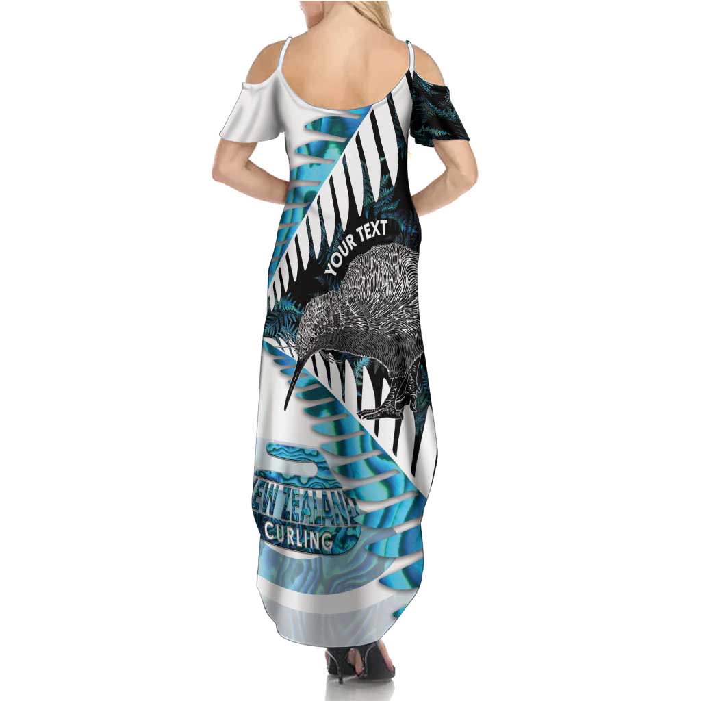 New Zealand Silver Fern Curling Personalised Family Matching Summer Maxi Dress and Hawaiian Shirt Aotearoa Kiwi Ponga Paua Shell Version - Polynesian Pride