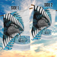 New Zealand Silver Fern Curling Personalised Garden Flag Aotearoa Kiwi Ponga Paua Shell Version LT14 - Polynesian Pride