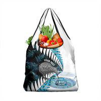 New Zealand Silver Fern Curling Personalised Grocery Bag Aotearoa Kiwi Ponga Paua Shell Version LT14 1-pack One Size Black - Polynesian Pride