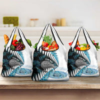 New Zealand Silver Fern Curling Personalised Grocery Bag Aotearoa Kiwi Ponga Paua Shell Version LT14 3-pack One Size Black - Polynesian Pride